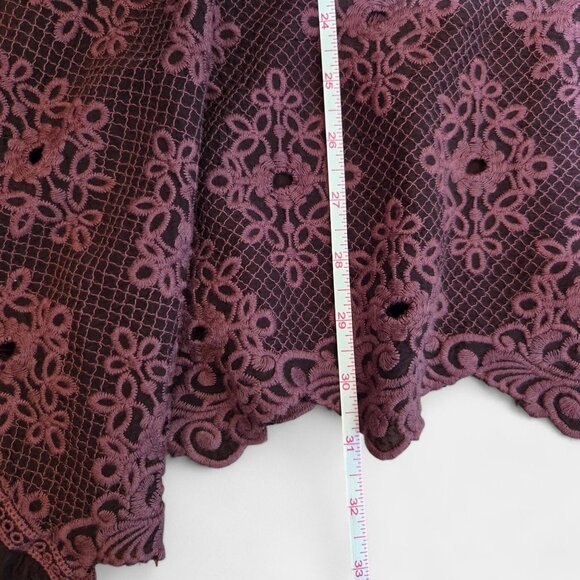 Johnny Was Crochet Eyelet Oversized Tunic Purple Feathers L Romantic Goth Boho - Picture 10 of 10